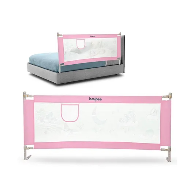 Baybee Portable Adjustable Bed Rail Guard for Baby – Pink