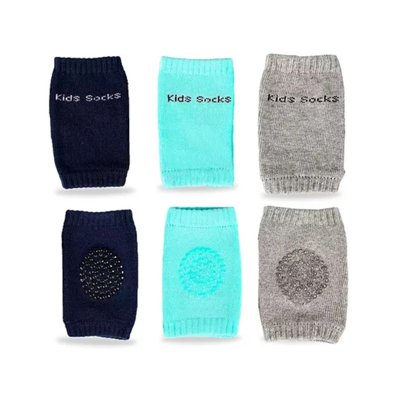 Chinmay Kids Anti-Slip Padded Stretchable Elastic Cotton Soft Comfortable Baby Knee Pads Pack of 3 – Multicolour