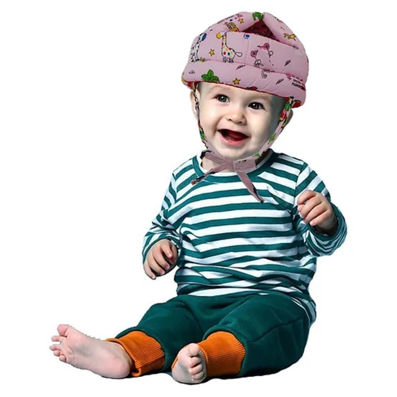 Luvlittle Adjustable Cushioned Baby Safety Helmet Jungle Printed – Pink (Print May Vary)