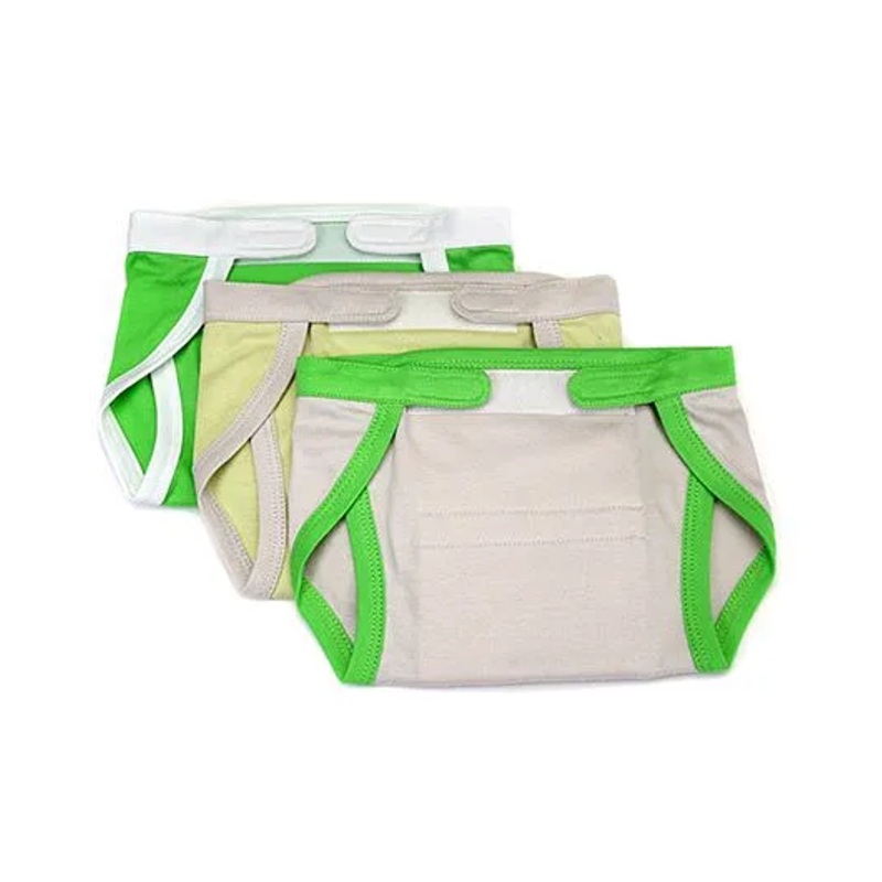 Mi Dulce An’ya Organic Cotton Nappies With Velcro Closure Set of 3 – Off White Yellow Green