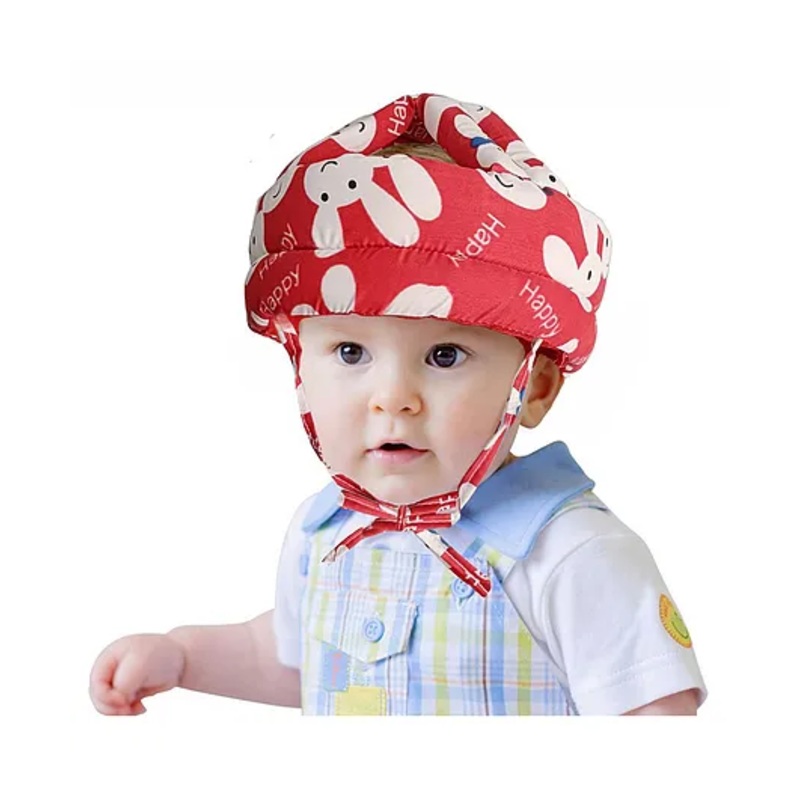 Mihar Essentials Baby Safety Helmet – Red (Color And Print May Vary)