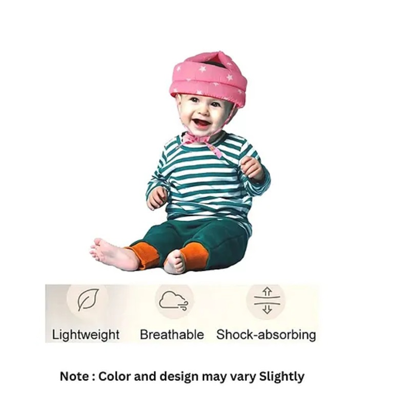 Numum Baby Head Protector Helmet – Adjustable Size for Baby to Learn Walk Or Run Fabric Helmet – Infant Anti Fall and Collision -( Pink Star helmet) ( color and design may vary)