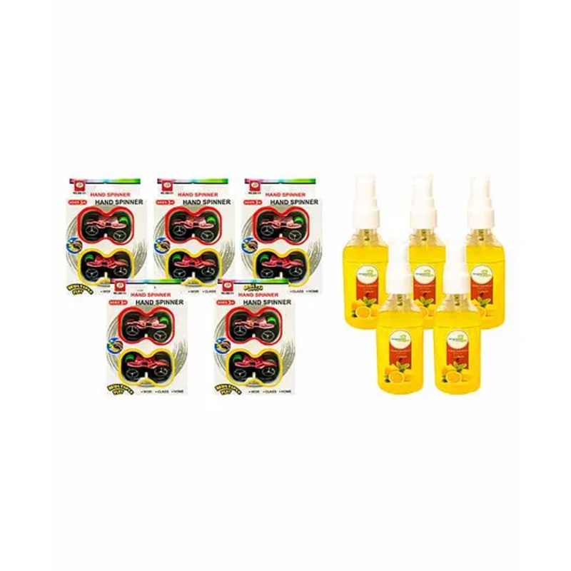 Organic Magic 50 ml Hand Sanitizer with Kuchicoo Hand Spinner Toy Pack of 10 – Multicolor
