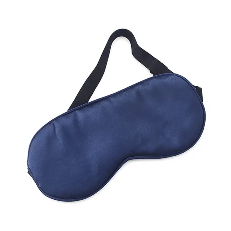 Solid Coloured Satin Eye Mask With Adjustable Strap – Navy Blue