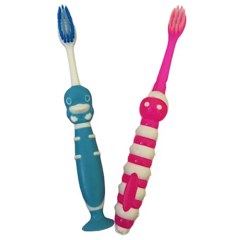 Yunicorn Max Octopus & Caterpillar Kids Soft Bristle Toothbrush with Protective Head Cap – Pack 2 – Colour may vary