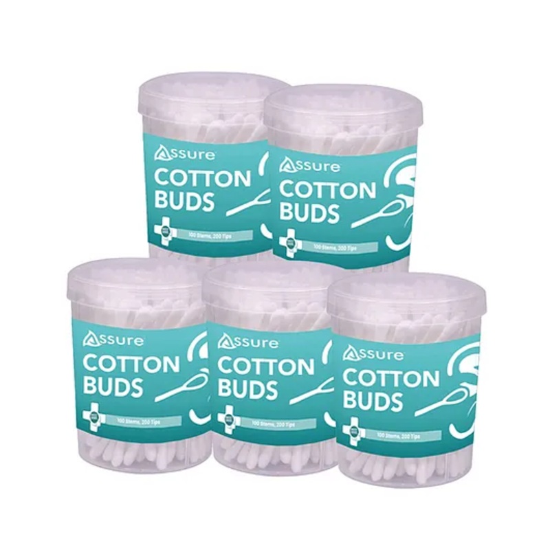 Assure Cotton Buds, Jar 100 Sticks Pack of 5