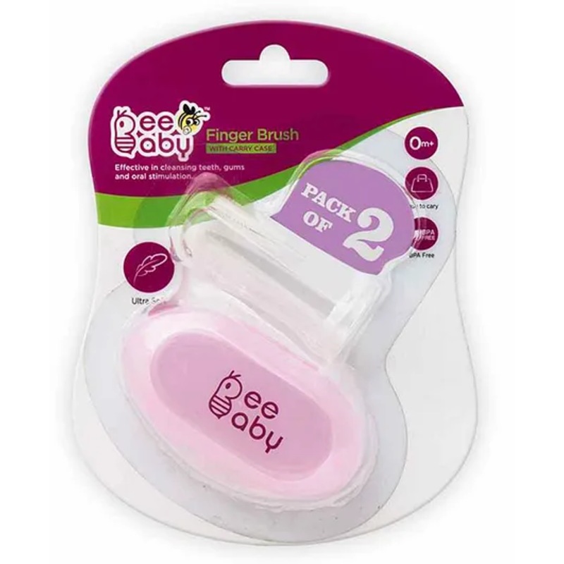 Beebaby Silicone Finger Brush with Carry Case Pack of 2 – Pink