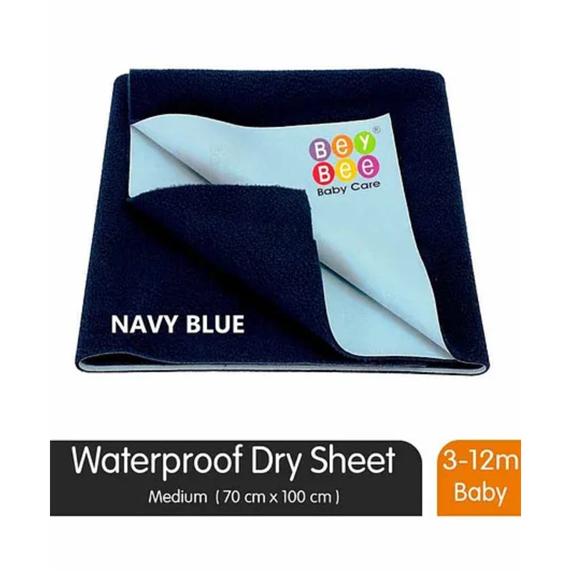 BeyBee  Quickly Dry Waterproof Baby Bed Protector Dry Sheet for Born Babies, Medium – Dark Blue