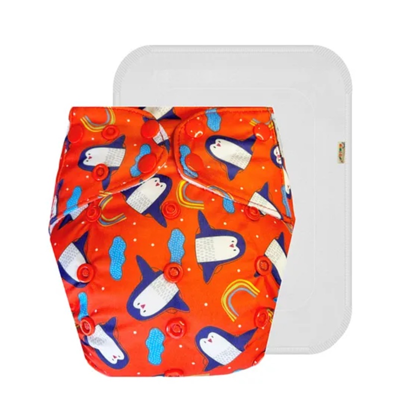 Dumbledo Cloth Diaper Leak Proof Eco-Friendly Reusable Adjustable Free Size Quick Dry Without Insert Pack of 1 – Red