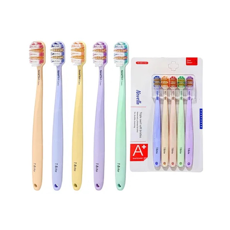 FunBlast Triple Swirl Soft Bristles Tooth Brush Set  Pack of 5 Multicolor
