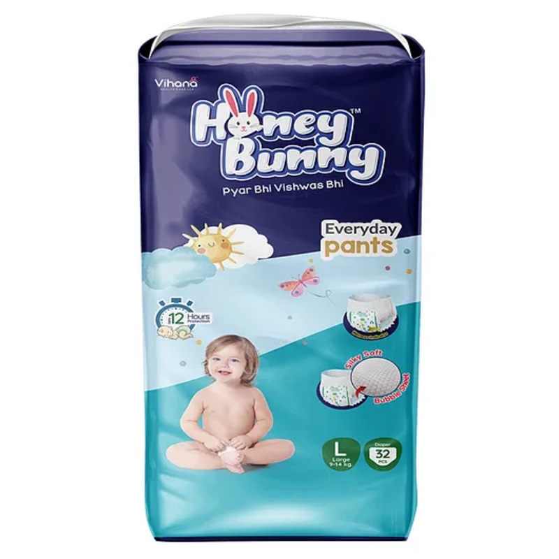 Honey Bunny Large Everyday Baby Pants Diapers – (32 pcs)