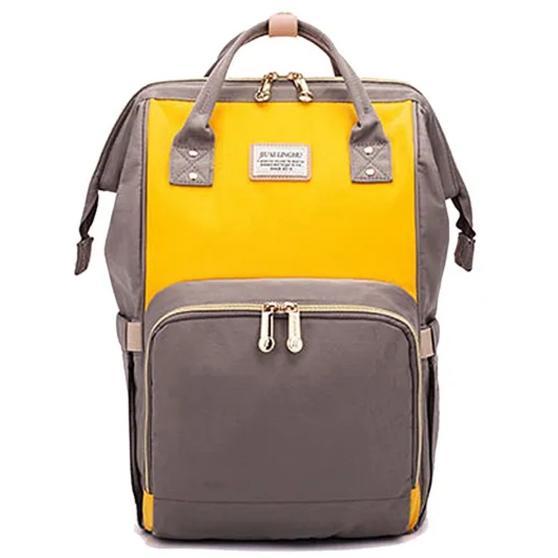 House of Quirk Diaper Bag Maternity Backpack –  Yellow & Grey