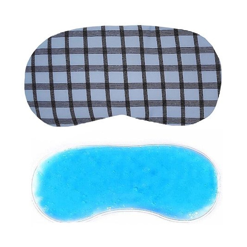Jenna Check Blue Printed Sleeping Eye Mask With cooling Gel