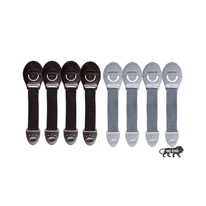 Kids Station Furniture Safety Locks for Kids, Pack of 4 Grey + 4 Brown, Child Safety Locks for Drawers, Cabinets, Fridge, Cupboard Lock, Strong and Adhesive Safety Locks