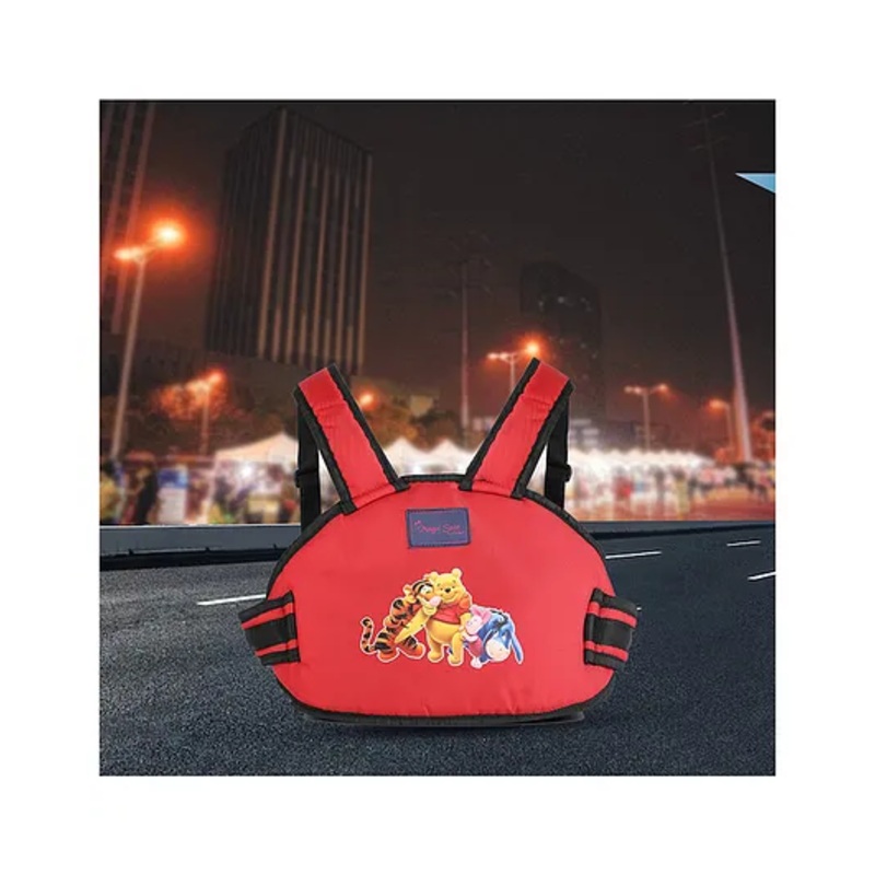 Magic Seat 2 Wheeler Kids Safety Belt Pooh Bear Print – Red