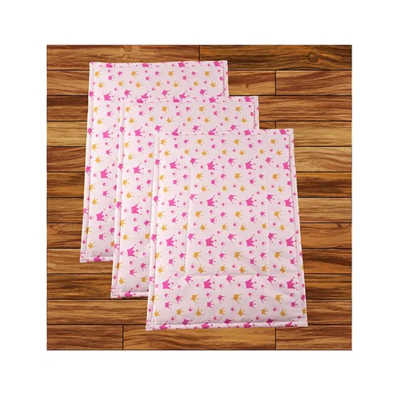 Mittenbooty Diaper Changing Mat Set of 3 with Removable Waterproof Sheet Crown Print- Pink