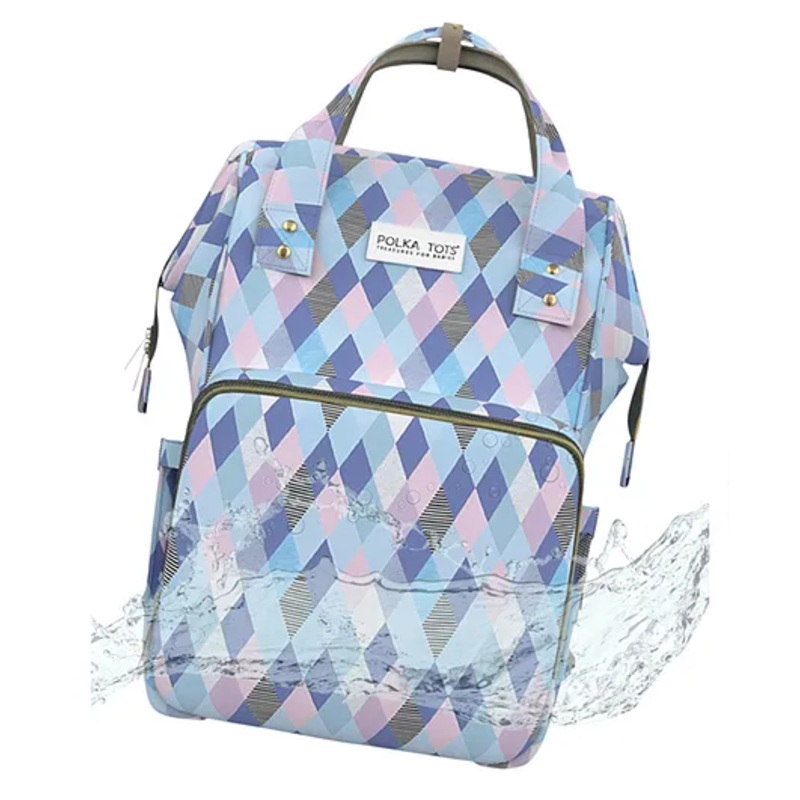 Polka Tots Premium Large Capacity Diaper Bag  Multifunctional Travel Backpack with 17 Pockets for Moms & Dads (Checks Design)