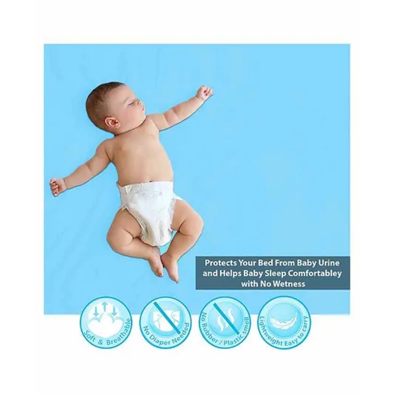Polka Tots Premium Waterproof Baby Dry Sheet Bed Protector   Small (50 x 70 CM, Blue)