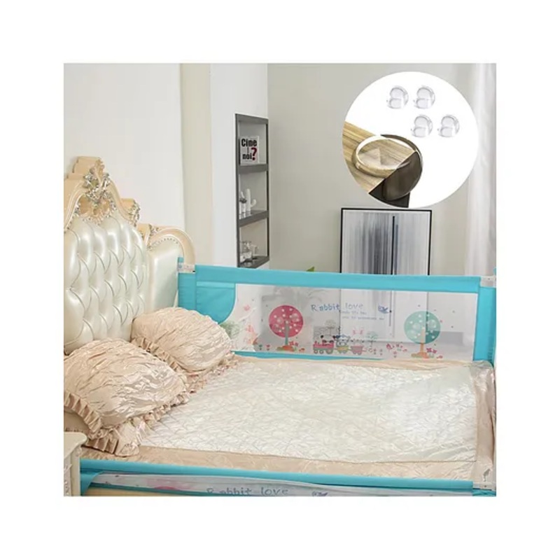 Safe-O-Kid Extra-Long Bed Rail Guard  6FT Safety Barrier for Kids & Toddlers | 1-Year Warranty | Blue | Pack of 1