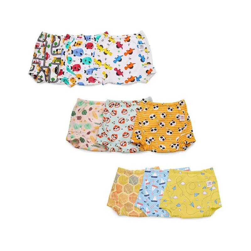 SuperBottoms Padded Underwear for 3-4Y Babies | Potty Training Pants for Mess-Free Diaper-Free Time | Assorted 2 | Pack of 9