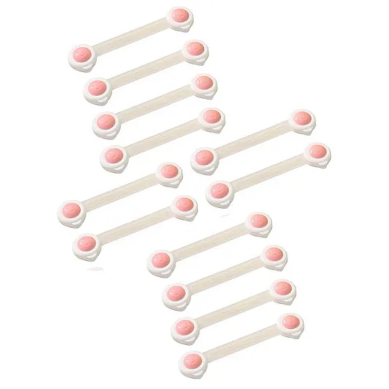 Syga Baby Safety Locks With Adjustable Straps Pack of 12 – Pink White