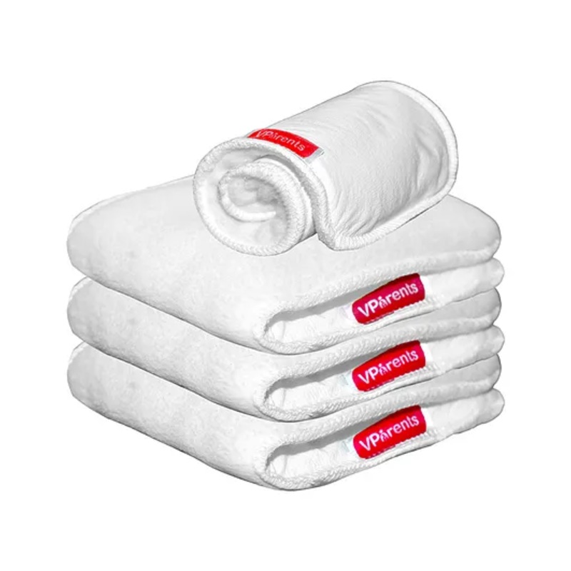 V Parents Cloth Diaper Inserts for Cloth Diaper High Absorbent 6 Layer Washable Reusable Wet Free Booster Pads Smart Dry Feel Soaker Pad Baby Diaper Liners, Pack of 4