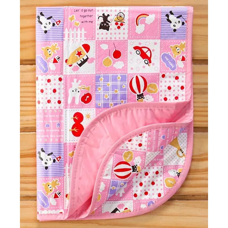 Baby Diaper Changing Waterproof Mat Sunny Day Print With PVC Material -Pink