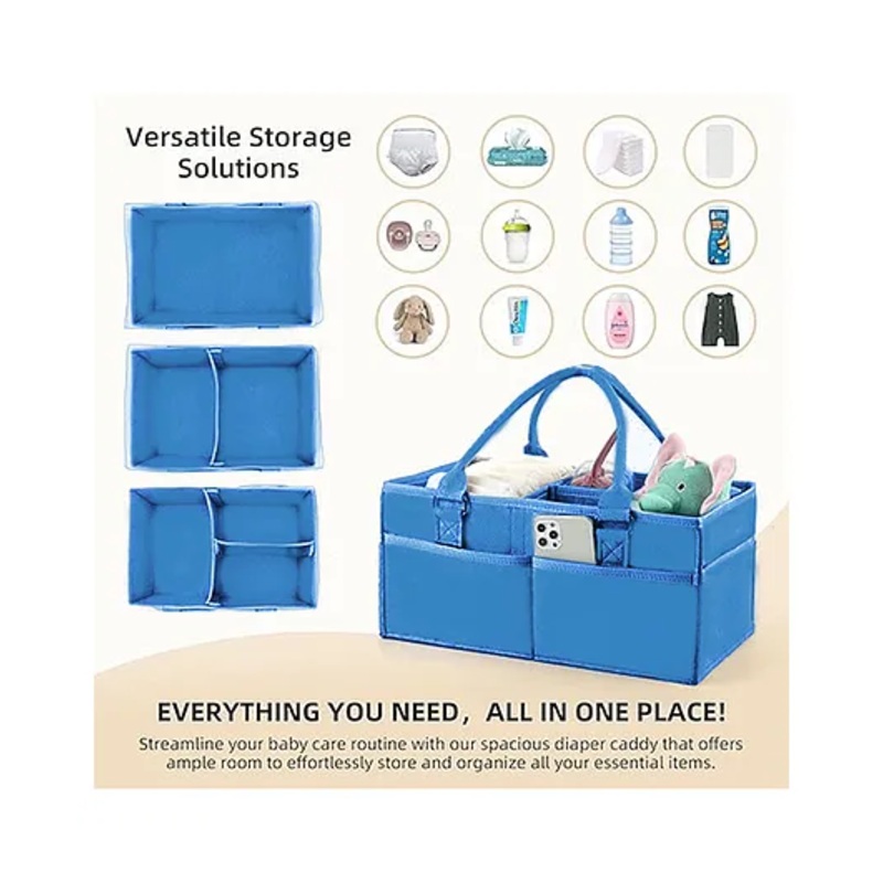 Babymoon Multifunctional Caddy Organiser Storage Mother Baby Diaper Bag Foldable – Blue