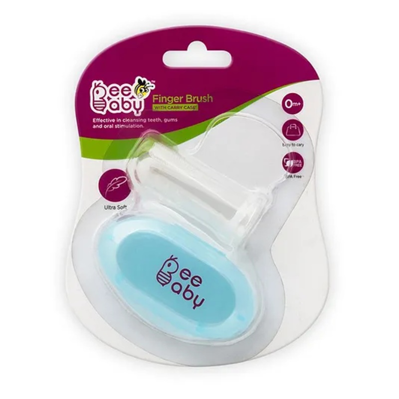 Beebaby Soft Silicone Finger Brush With Carry Case – Blue