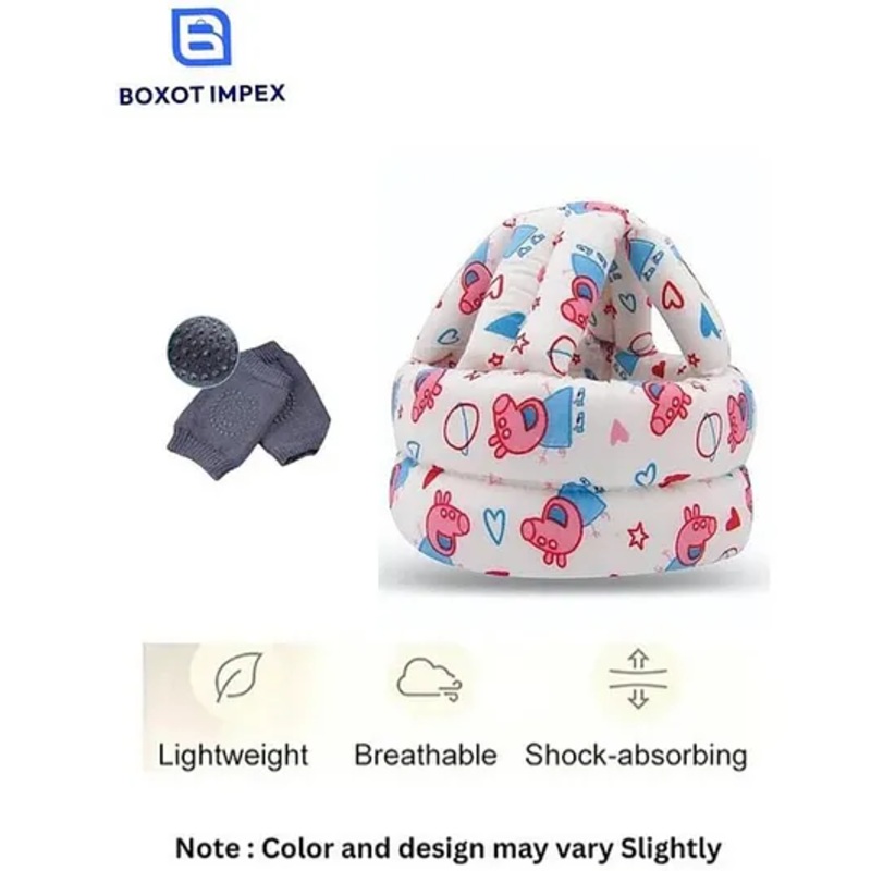 BOXOT IMPEX Adjustable Cushioned Baby Safety Helmet with knee pad (color may vary) HK-4