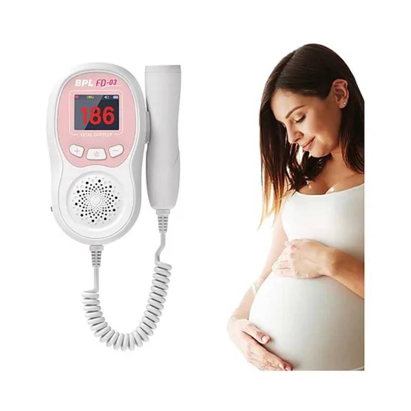 BPL Medical Technologies FD-03 Fetal Doppler Smart Noise Reduction & Heartbeat Detection Machine with in-Built Speaker for Home and Clinic Use – Pink & White