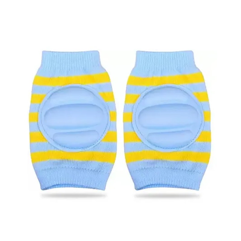 Chinmay Kids Crawling Anti-Slip Padded Stretchable Elastic Cotton Soft Breathable Comfortable Knee & Elbow Cap with Lining Pattern – Sky Blue