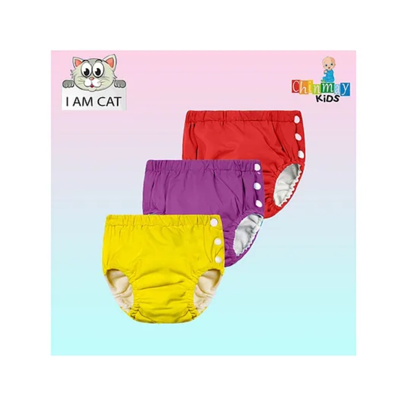 Chinmay Kids Reusable Swimwear Diaper Pants Set Of 3 – Purple Yellow & Red