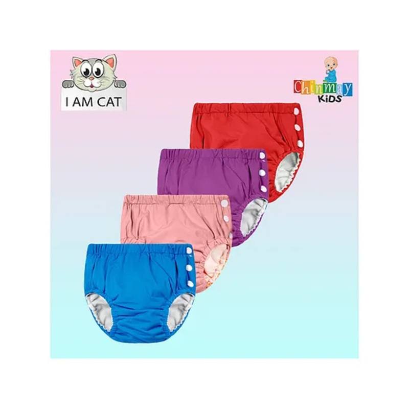 Chinmay Kids Reusable Swimwear Diaper Pants Set Of 4- Pink Purple Blue & Red