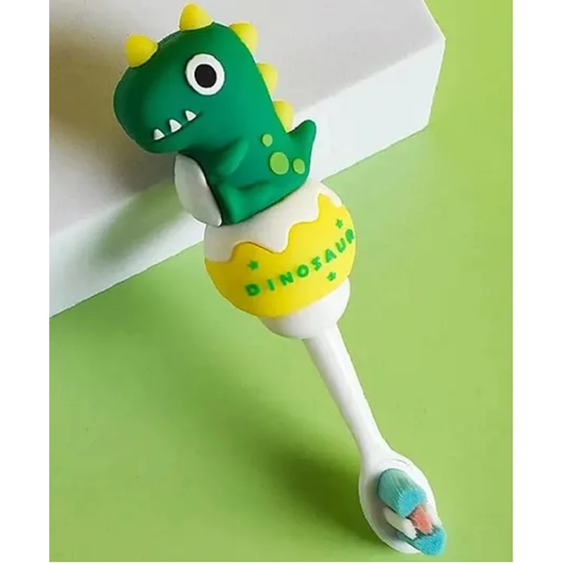 Comercio Cute Dino Design Cute and Soft Tooth Brush – Yellow & Green