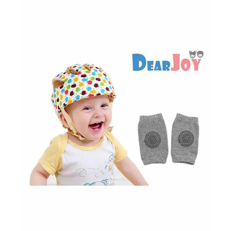 DearJoy Safety Apple Print Helmet and Knee Pad Combo – Multicolour