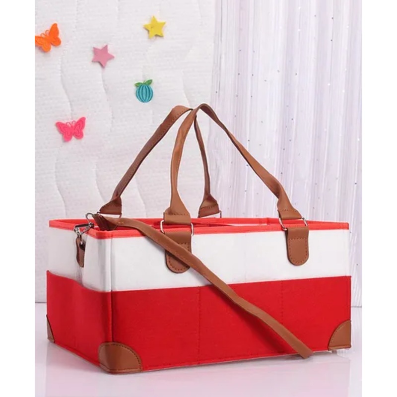 Diaper Caddy Bag – White Red
