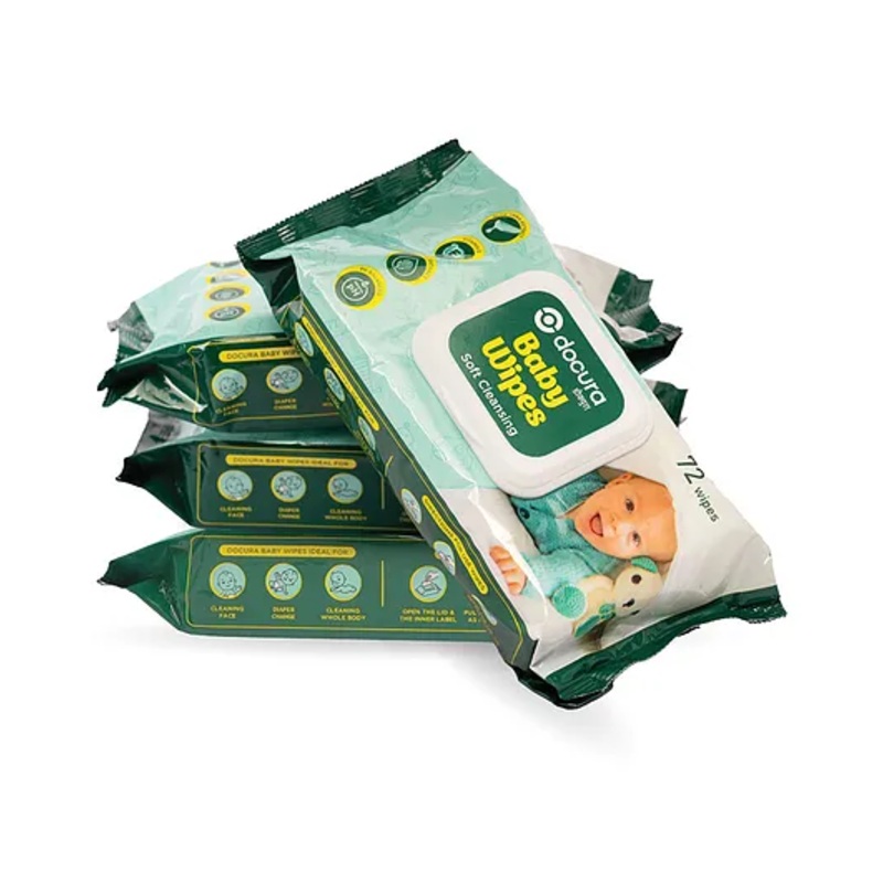 Docura Soft Baby Wipes for Soft Cleansing | Formulated by Paediatricians | 72 wipes (Pack of 4)