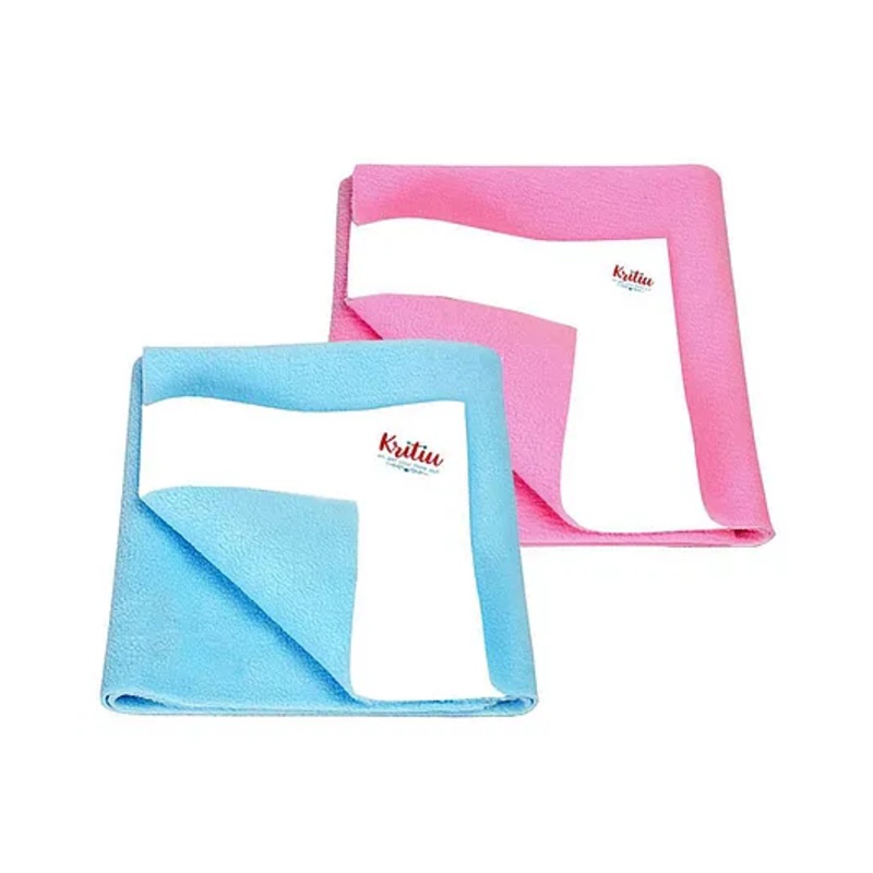 Kritiu Baby Smart Dry Sheet Bed Protector Sheet Size Small Pack Of 2 – Skyblue & Pink