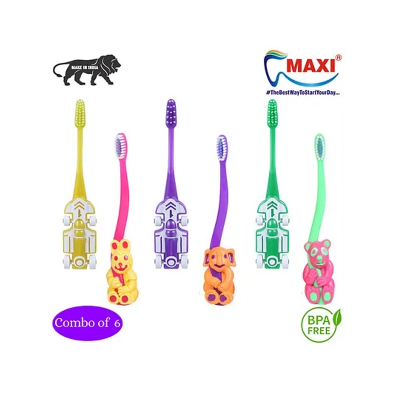 MAXI Junior Toothbrush Pack of 6 – Multicolour