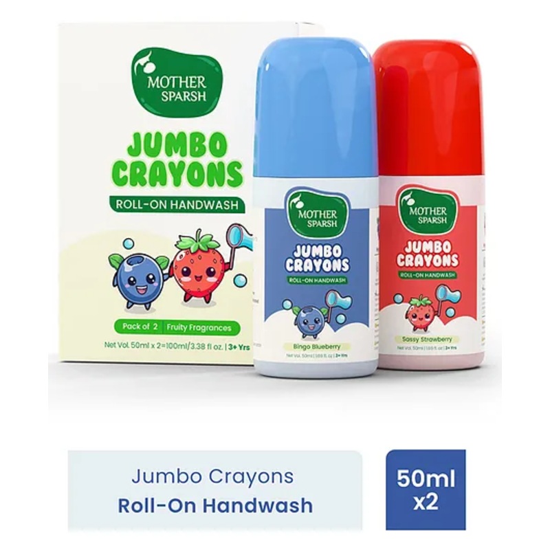 Mother Sparsh Jumbo Crayons Roll-On Handwash Pack of 2 – Red & Blue