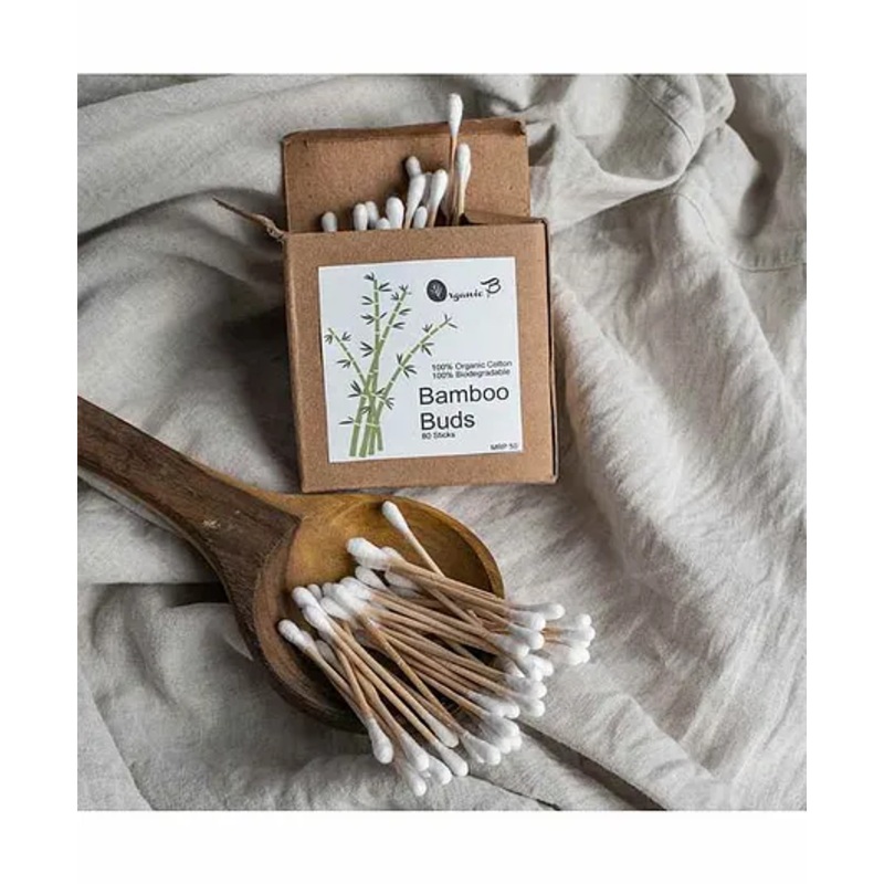 Organic B Bamboo Cotton Swabs Pack of 2 – 80 Pieces