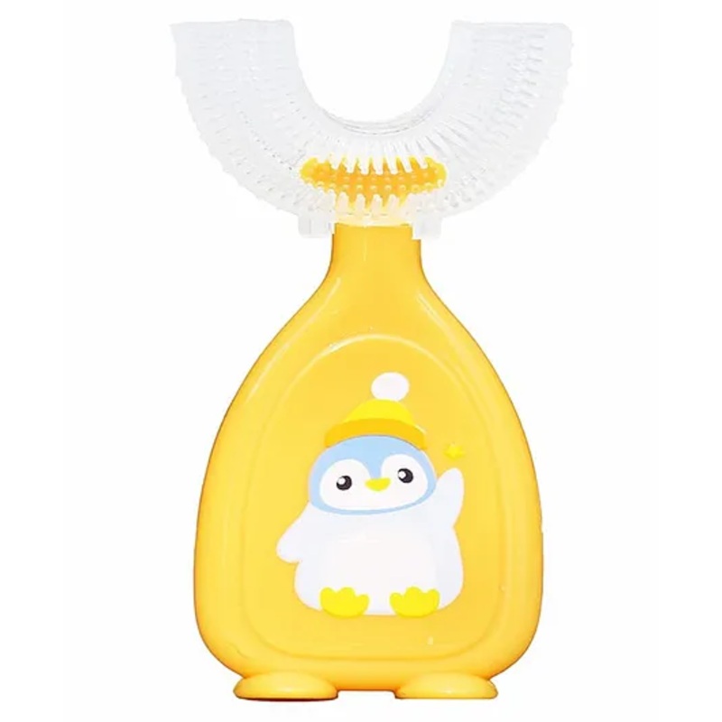 TOYPENTER U-Shaped Toothbrush for Baby | 360 Oral Teeth Cleaning Tools | Infants Toothbrush with Food Grade Silicone Head | Manual Toothbrush For new Born Baby (Yellow)