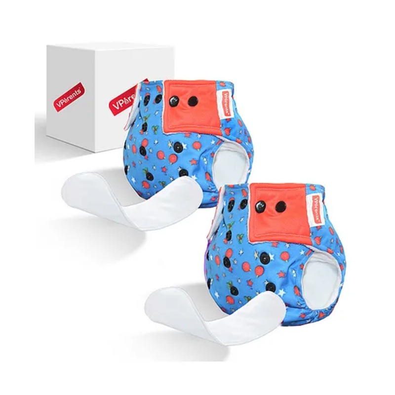 VParents Reusable and Adjustable Cloth Diapers with Ultra Absorbent Inserts Pack of 2 – Blue