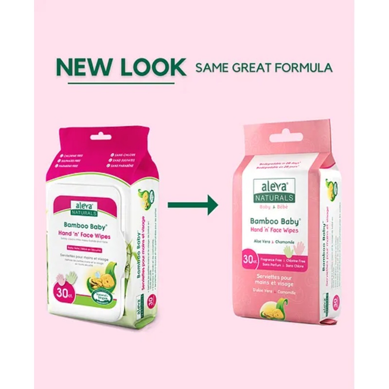 Aleva Naturals Bamboo Baby Hand & Face Wipes – 30 Pieces
