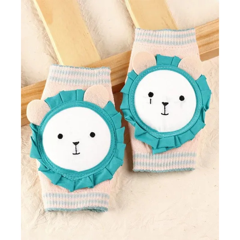 Baby Elbow & Knee Pads Lion Applique – Grey Blue