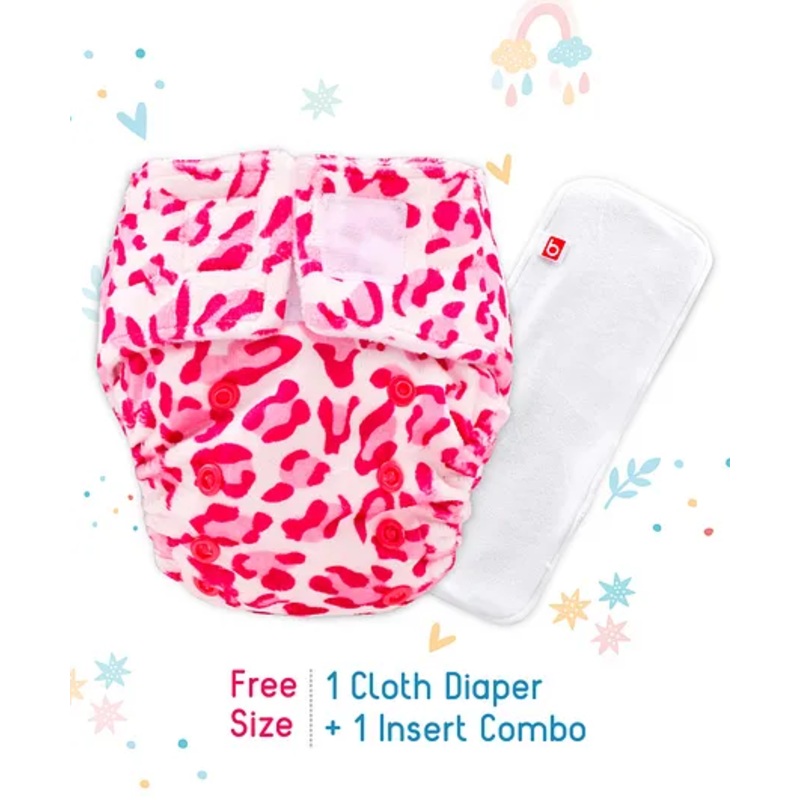Babyhug New Born  Reusable Cloth Nappies With SmartDry Abstract Print  – Pink