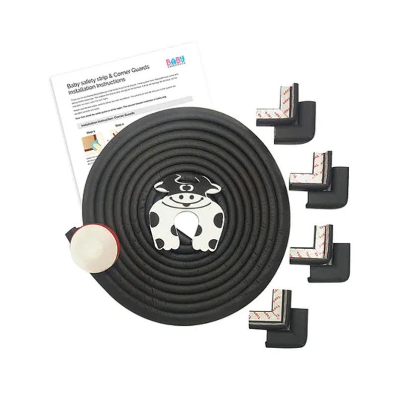 BabySafeHouse Multi Edge Guard Door Stopper and Corner Protector – Black