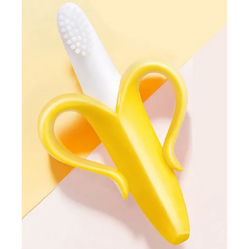 Bembika Teething Toothbrush for Babies Teether for Baby’s With Ultra Soft Bristle – Banana Yellow