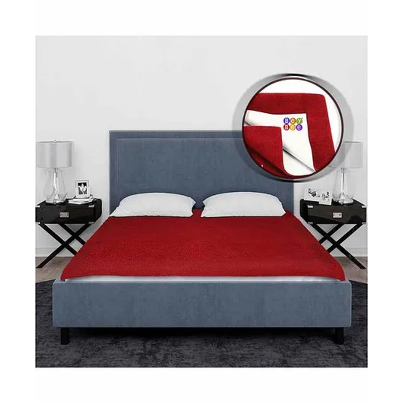 BeyBee Cotton Baby Bed Protector Waterproof for Newborn Babies Double Bed Size- 260cm x 200cm – Maroon